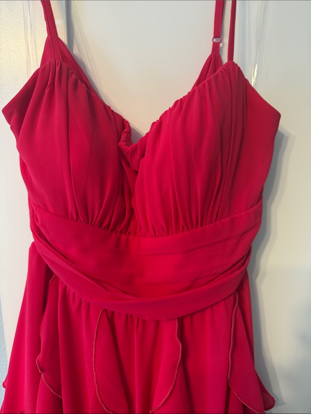 Hot Pink Ruffled Spaghetti-Strap Dress - Picture 6 of 8